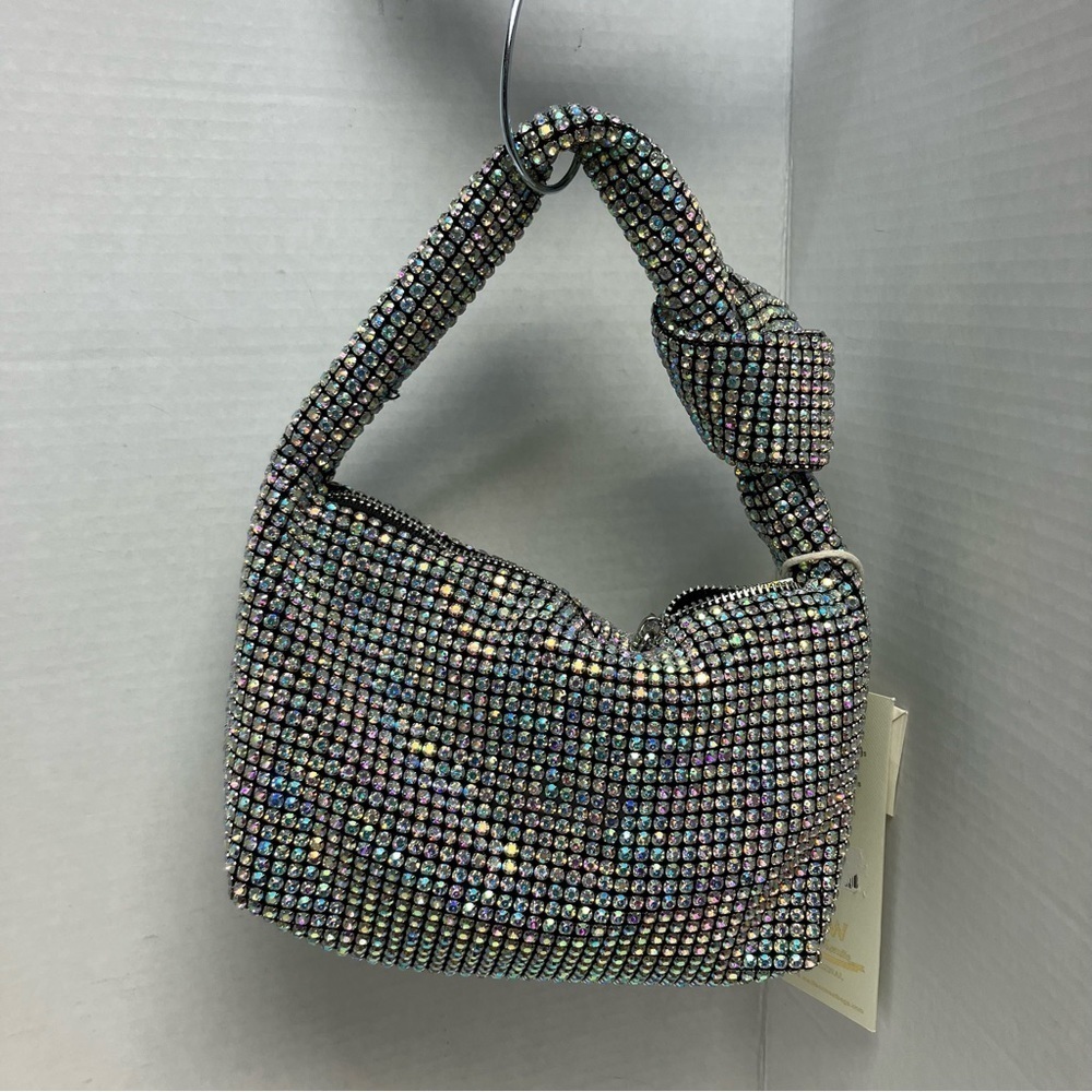 Madison West Knotted Aurora Boraelis Rhinestone Dumpling-style Evening Handbag - Picture 12 of 16